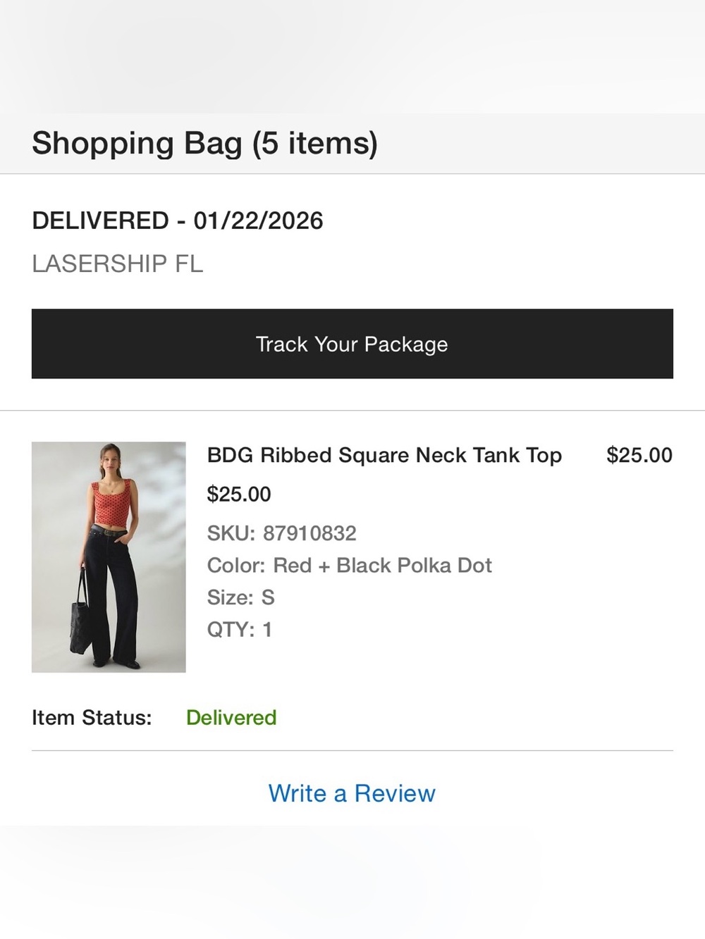 BDG Ribbed Square Neck Tank Top - Picture 7 of 7